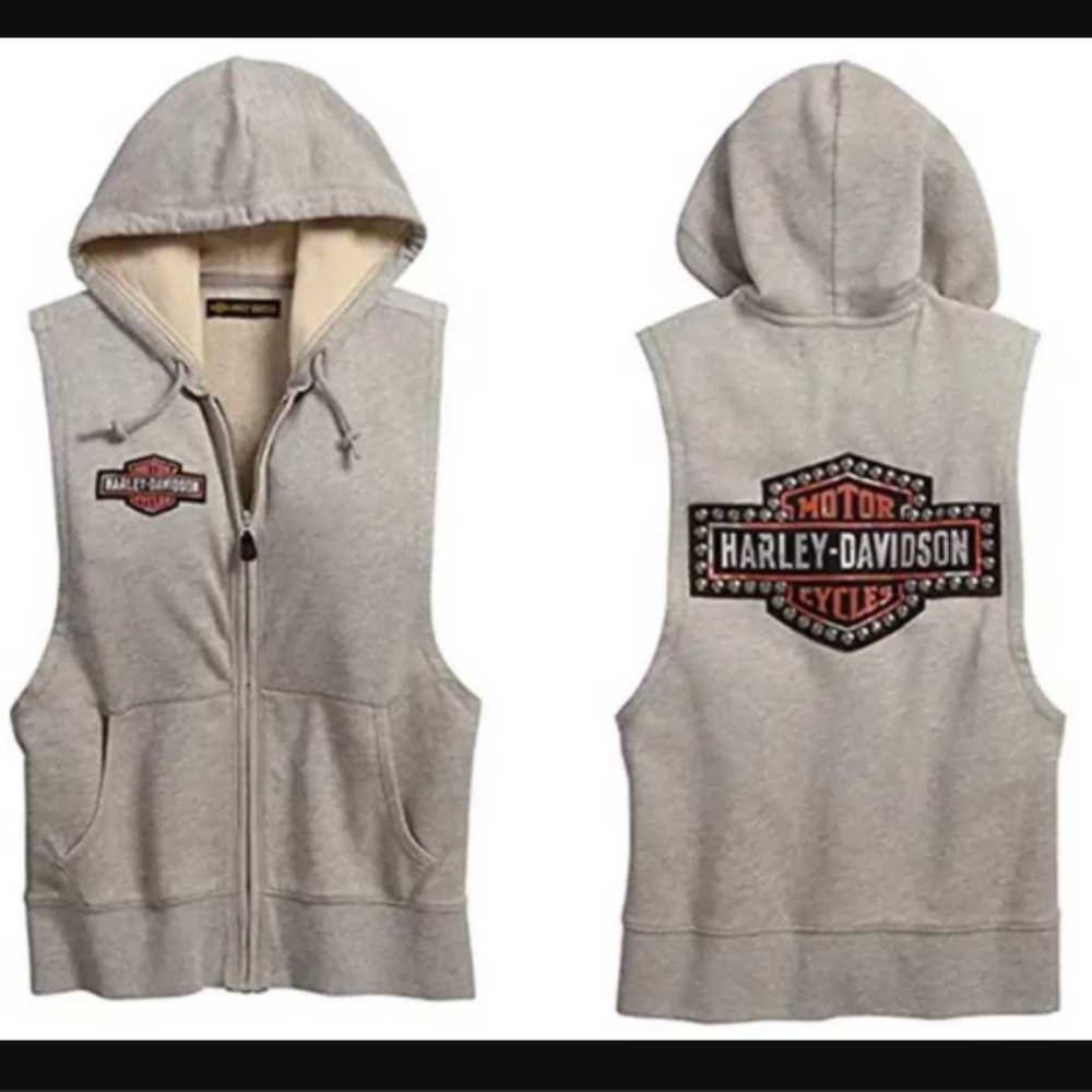 007. Harley-Davidson Studded Sleeveless Zipper Hoodie Vest 99098-18VW